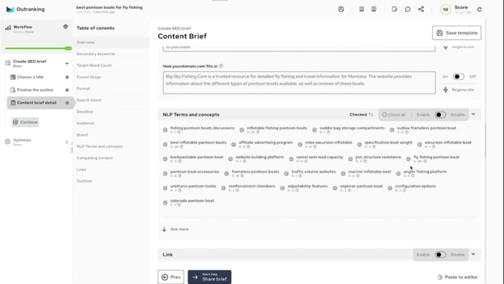 outrank content brief
