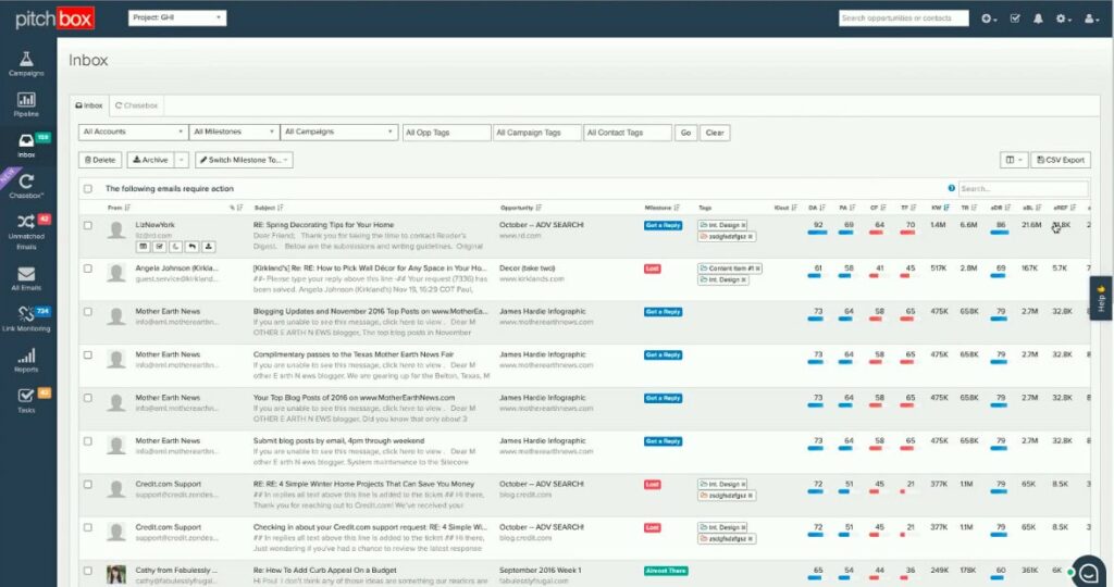 Pitchbox email campaign manager