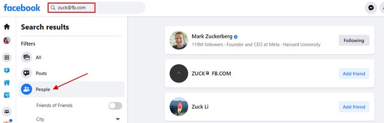 Reverse Email Search via Social Media Networks