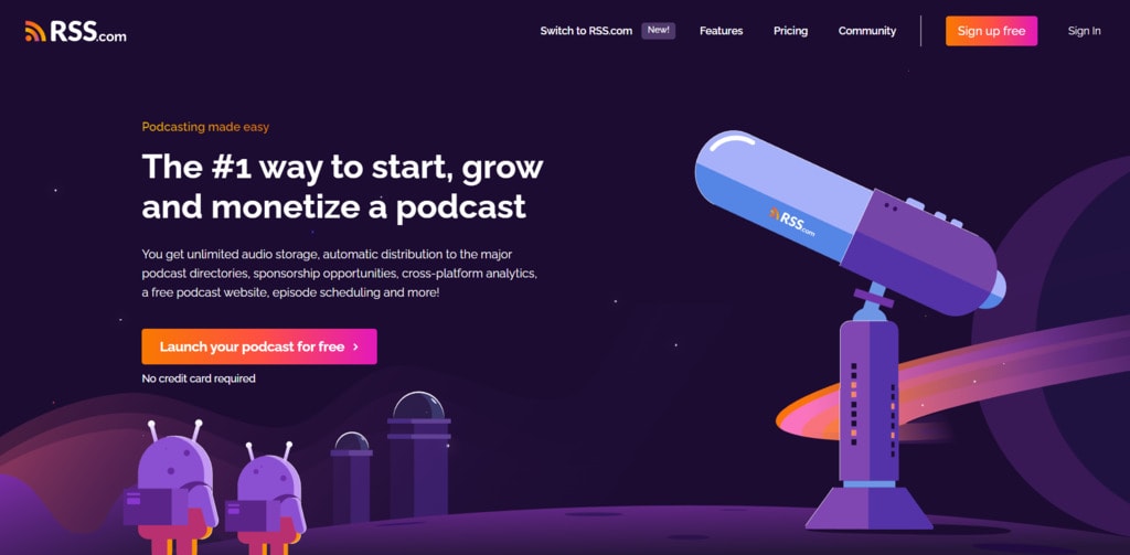 RSS.com landing page