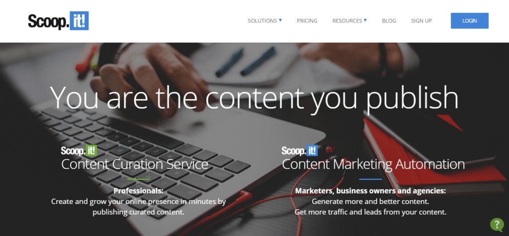 Scoop.it landing page