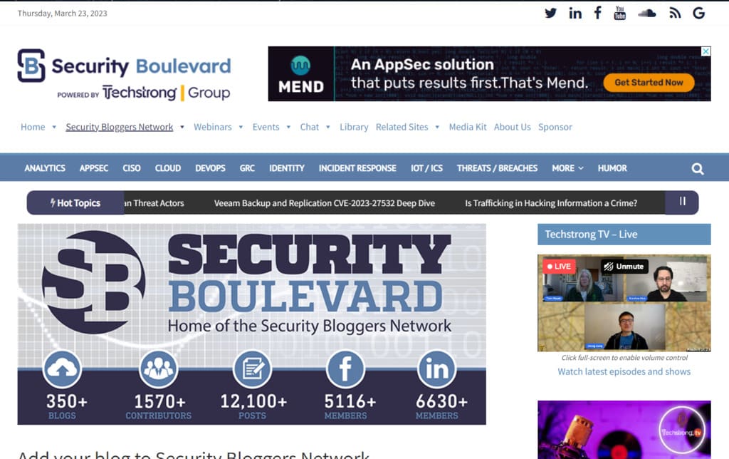 Security Boulevard dashboard
