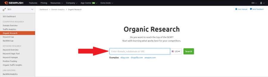 semrush organic research