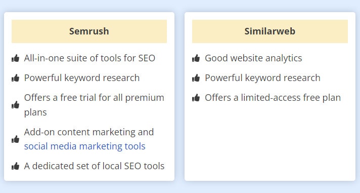 semrush similar web pros comparision