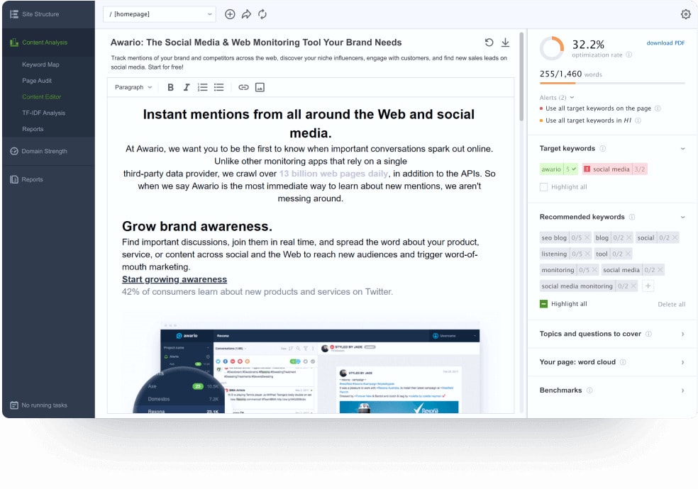 SEO Powersuite Content Editor