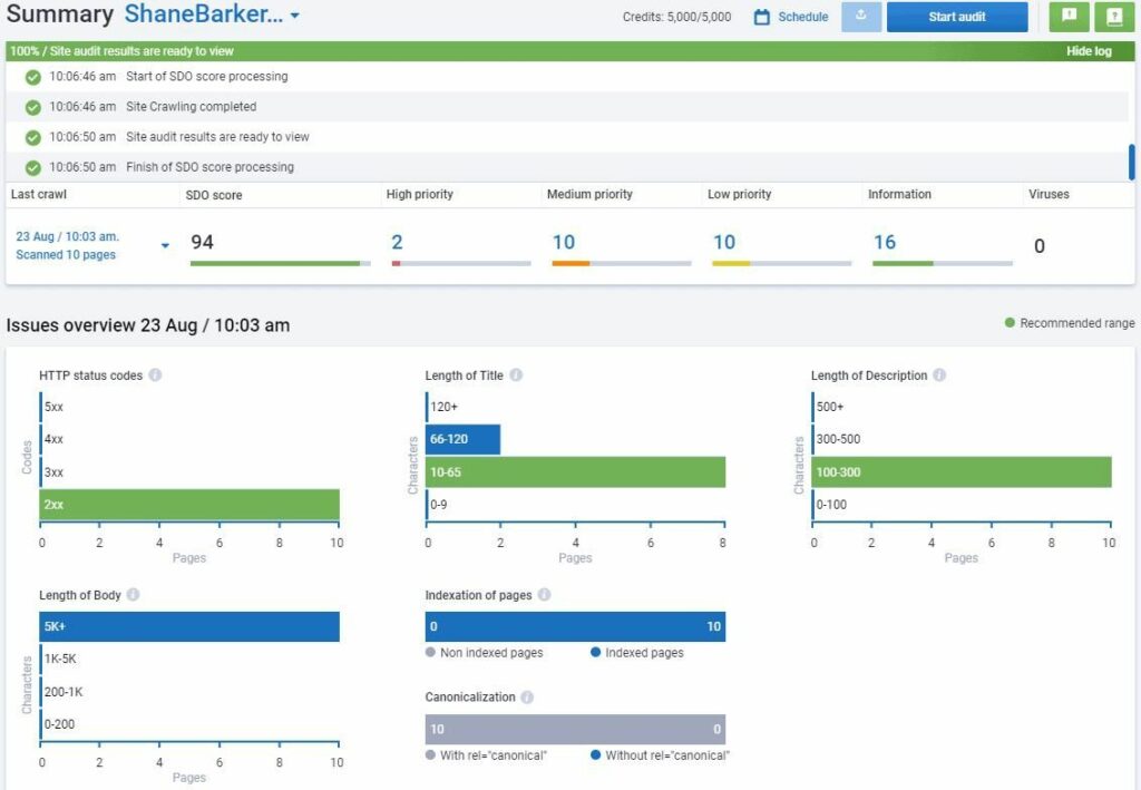 Serpstat page audit