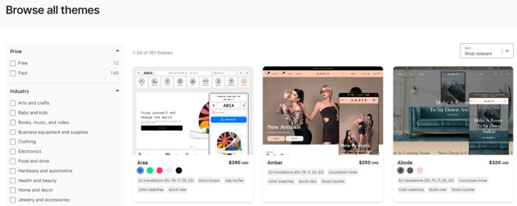 Shopify store themes