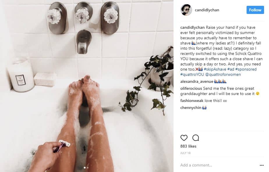 candidlychan sponsored instagram post