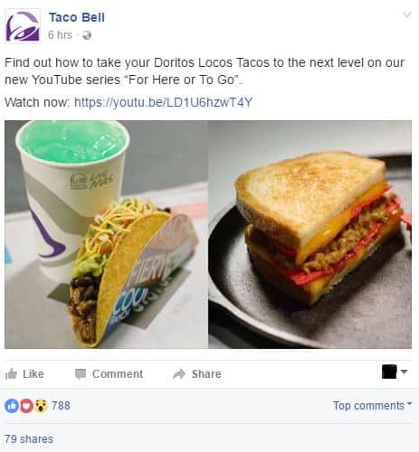 Taco Bell promotion on facebook - increase social media engagement