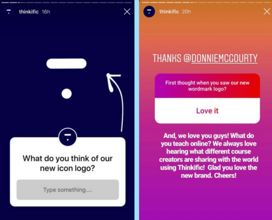 Thinkific Instagram Story Questions sticker example