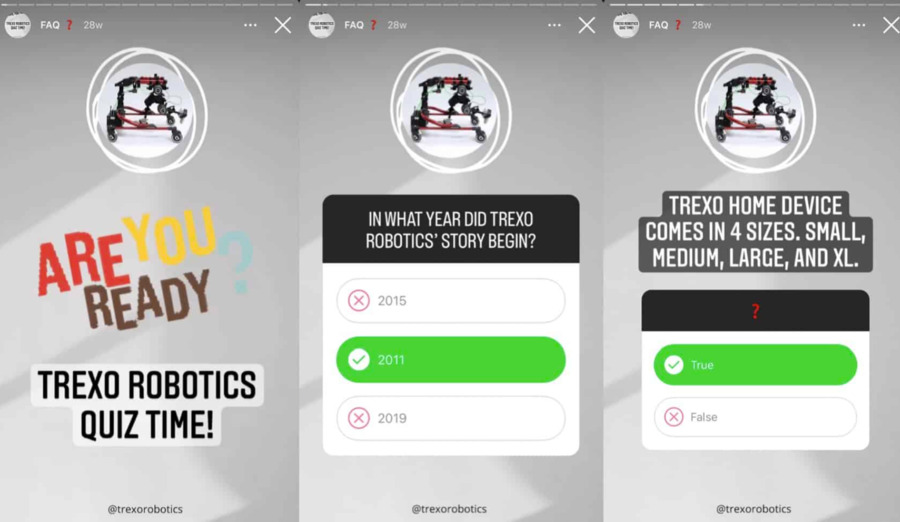 trexorobotics instagram story quiz example