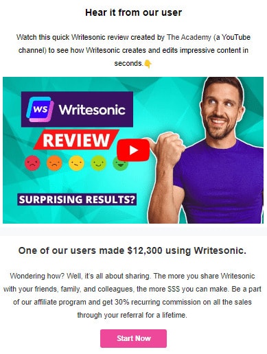 Video Email Marketing Example - Success Stories Email
