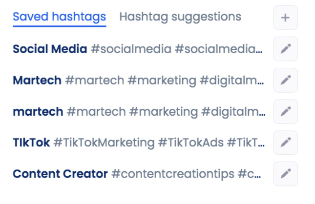 Vista Social - organize your hashtags into groups for easy, one-click use