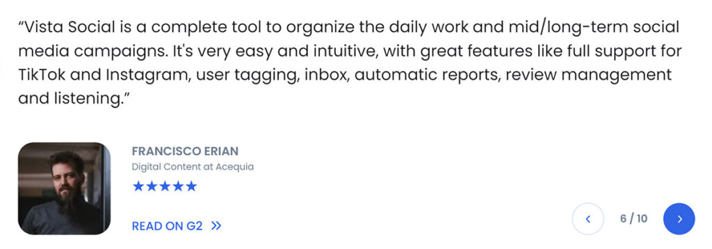 Vista Social reviews