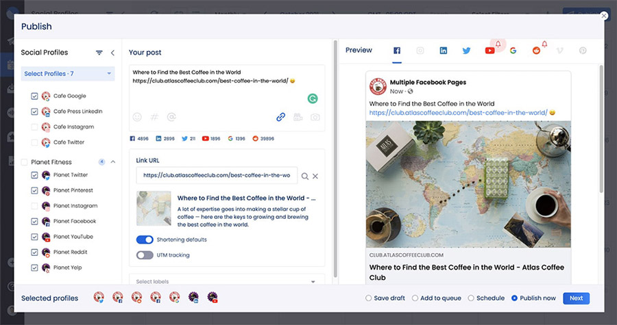 Vista Social  - social content publishing options