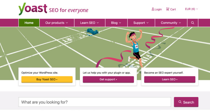 Yoast homepage showing available content analysis options