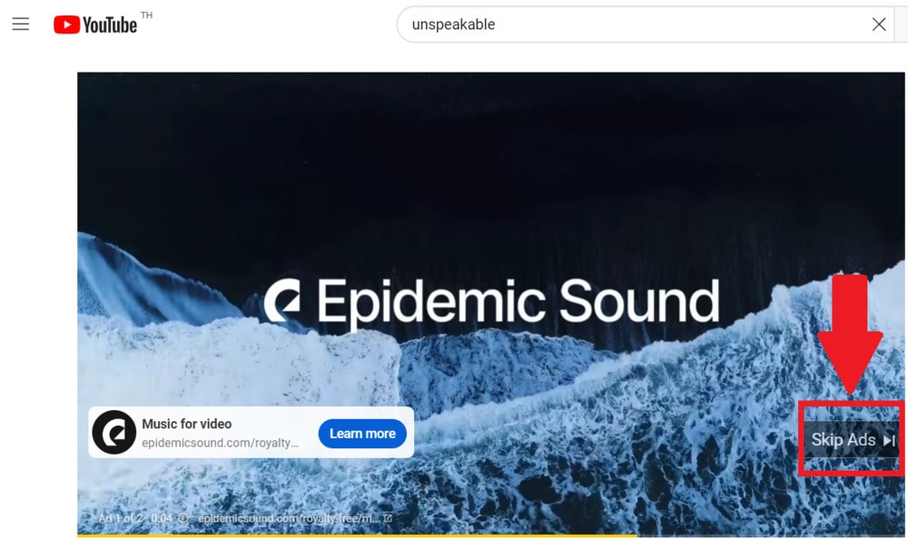 YouTube ad that you're able to skip example