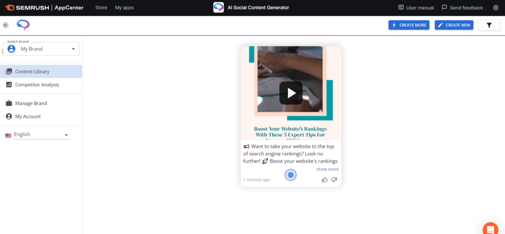 AI Social Content Generator social post generation example