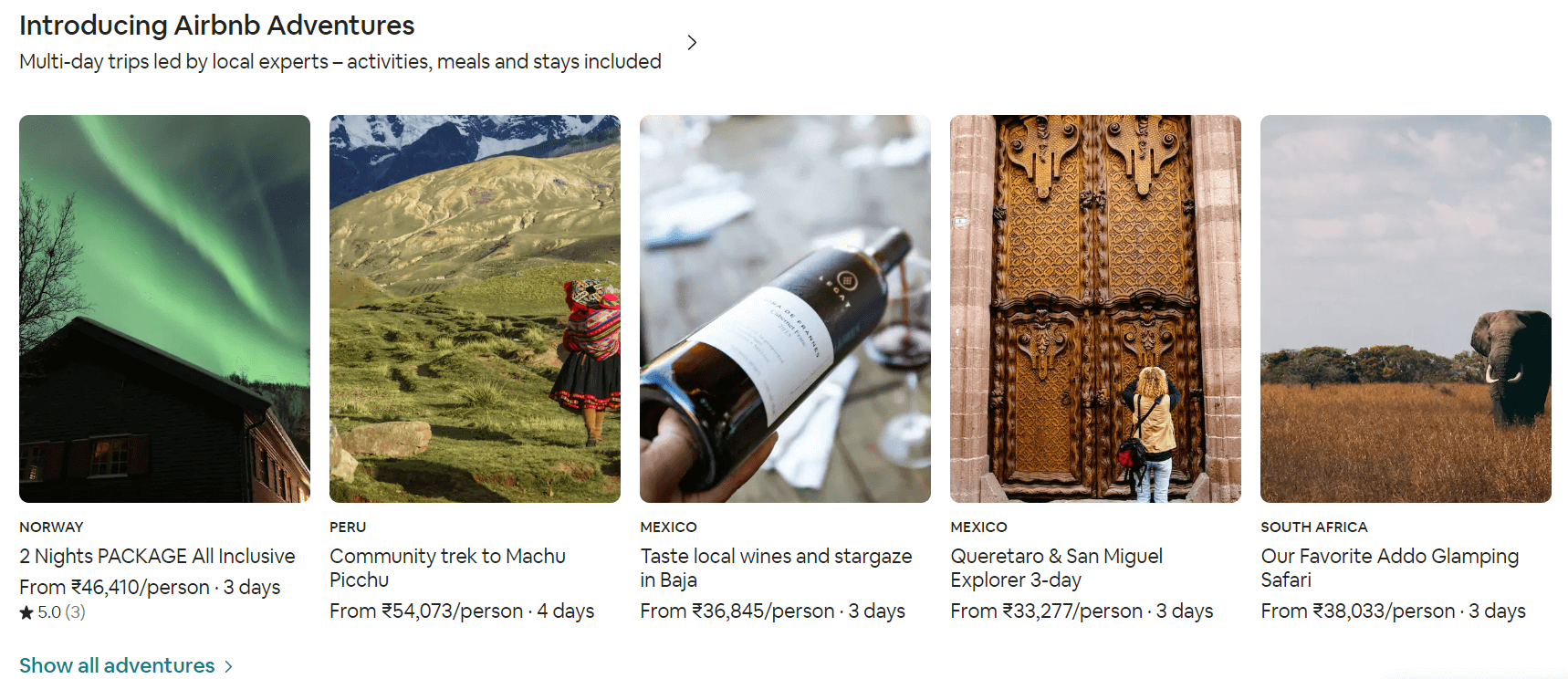Airbnb Adventures Ecommerce Content Marketing Examples