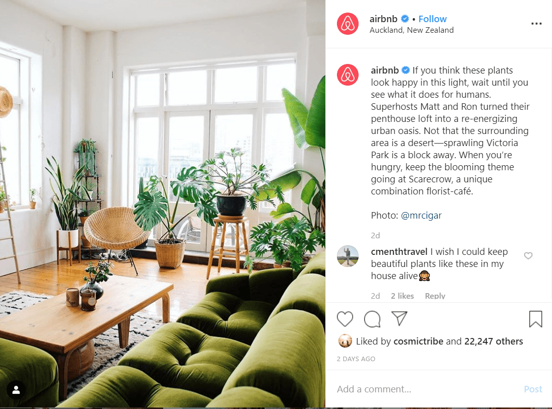 Airbnb Instagram Ecommerce Content Marketing Examples