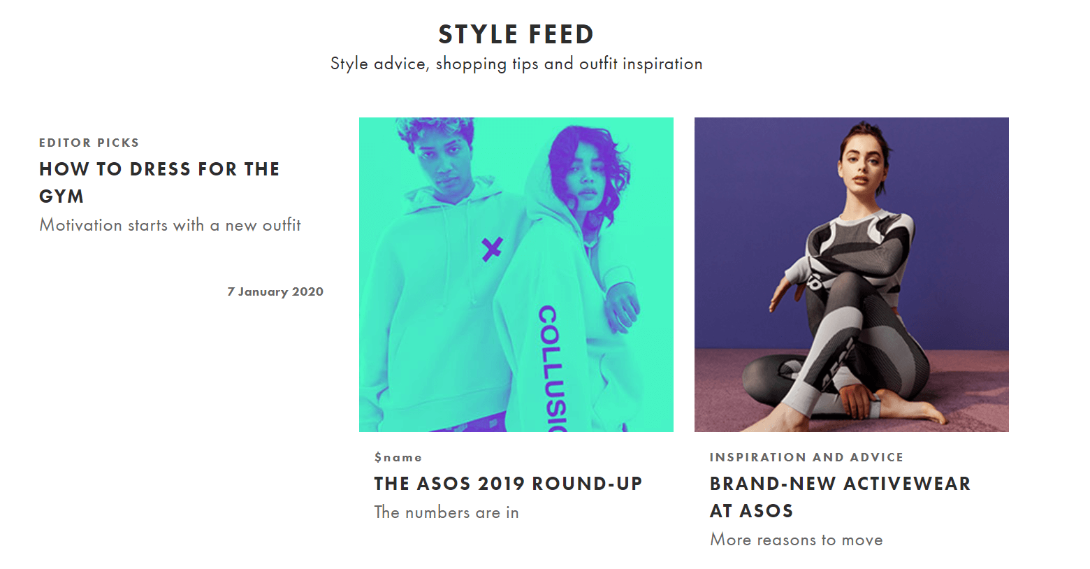 ASOS Ecommerce Content Marketing Examples