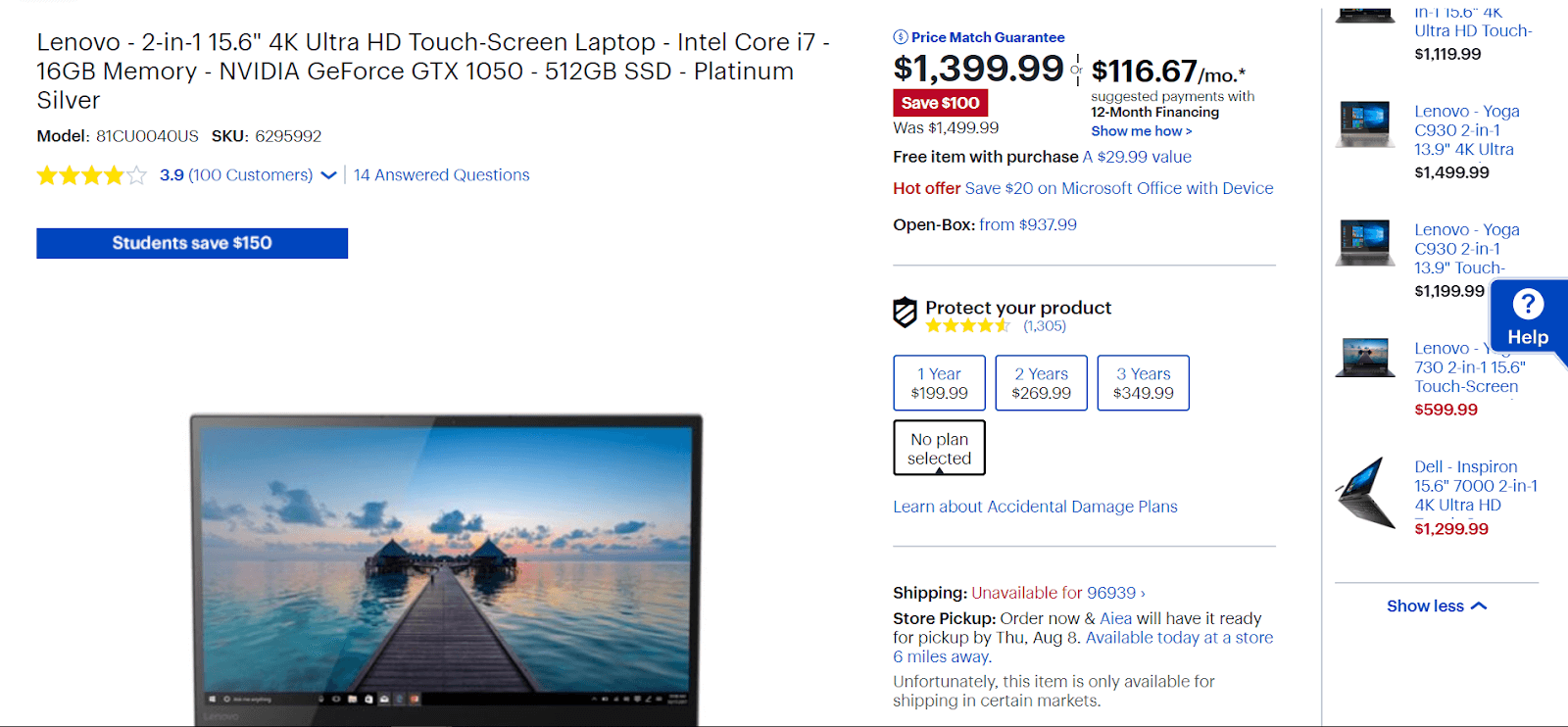 BestBuy Ecommerce Product Page