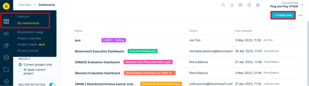 Bloomreach dashboard templates