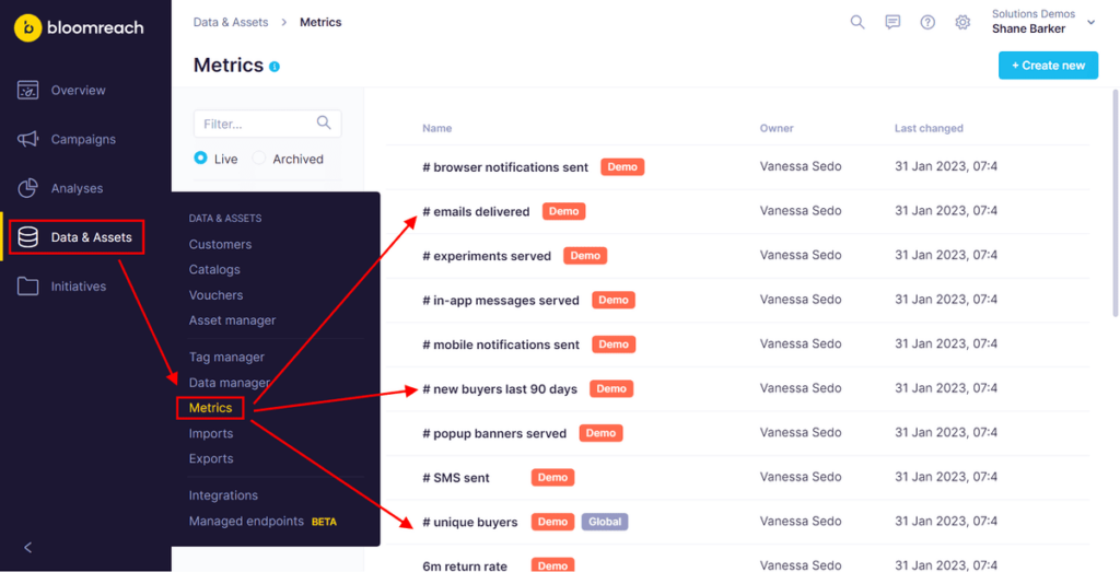 Bloomreach - track campaign metrics