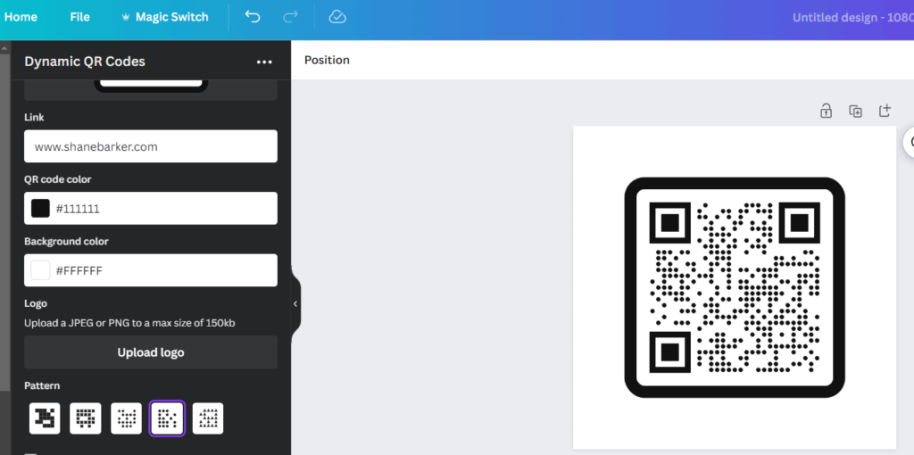 Canva dynamic QR code creation