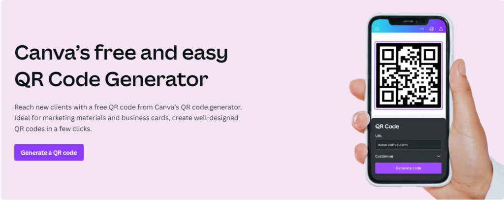 Canva Free QR Generator Landing Page