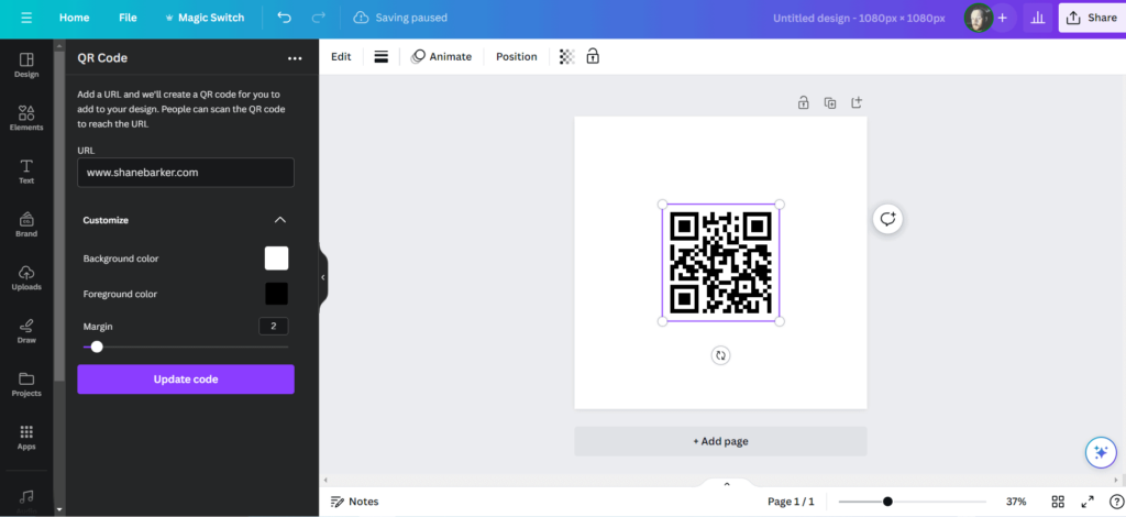 Canva QR creator example
