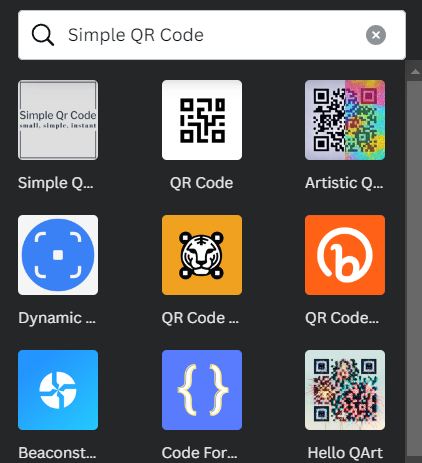 Canva's selection of premium QR creators