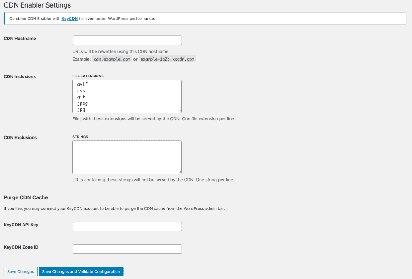 CDN Enabler Settings