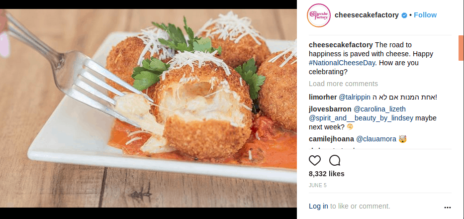 Cheesecake Factory Grow your Instagram Account