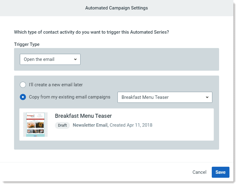 Constant Contact - Set Up Triggers