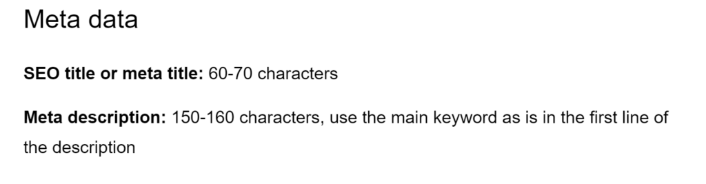 content brief meta title and description guidelines
