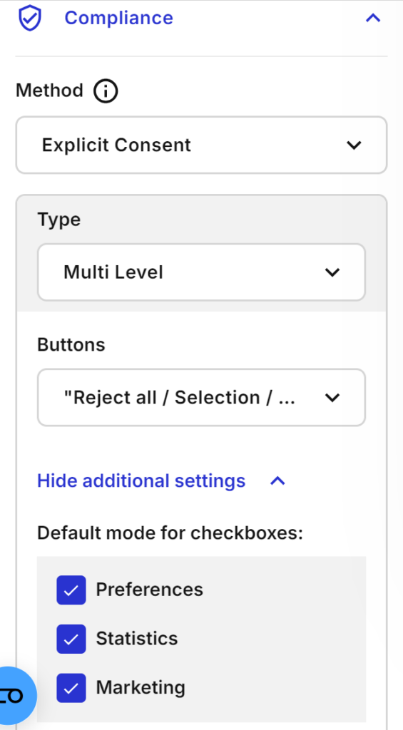 cookiebot consent banner - compliance customization options