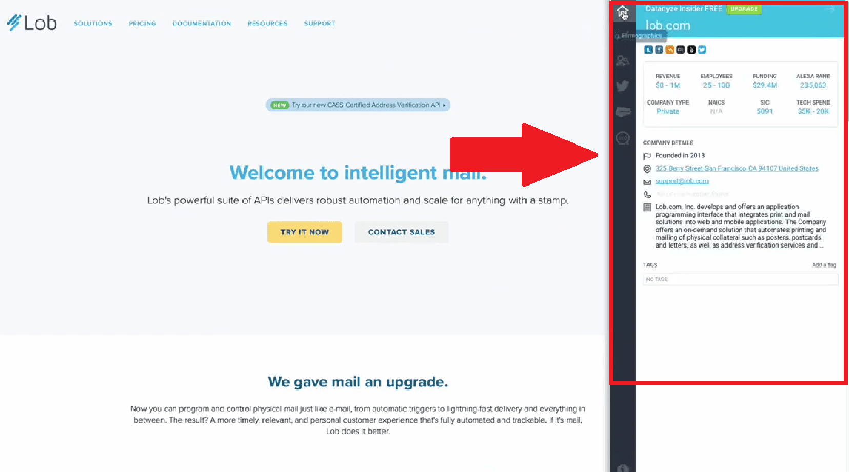 Datanyze Extension example