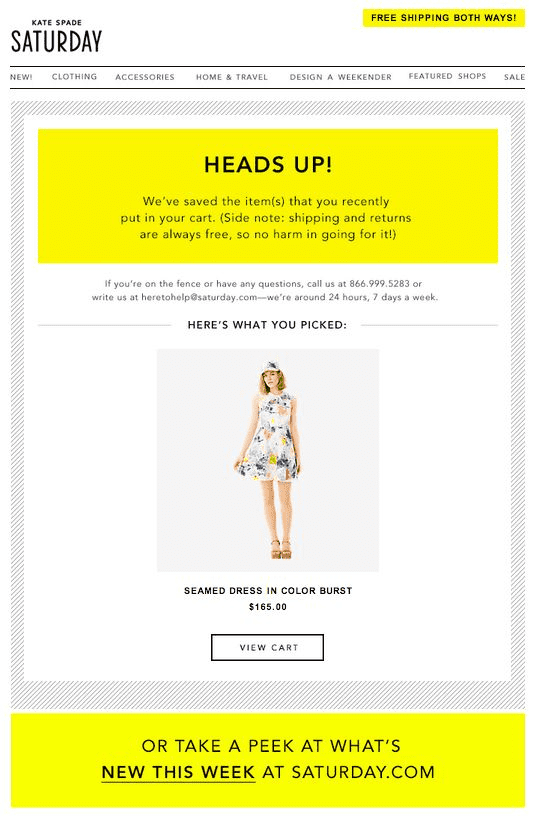 Email Behavioral Targeting Example - Abandoned Cart Email