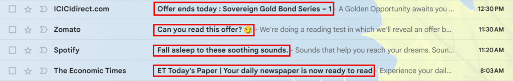 Email subject lines