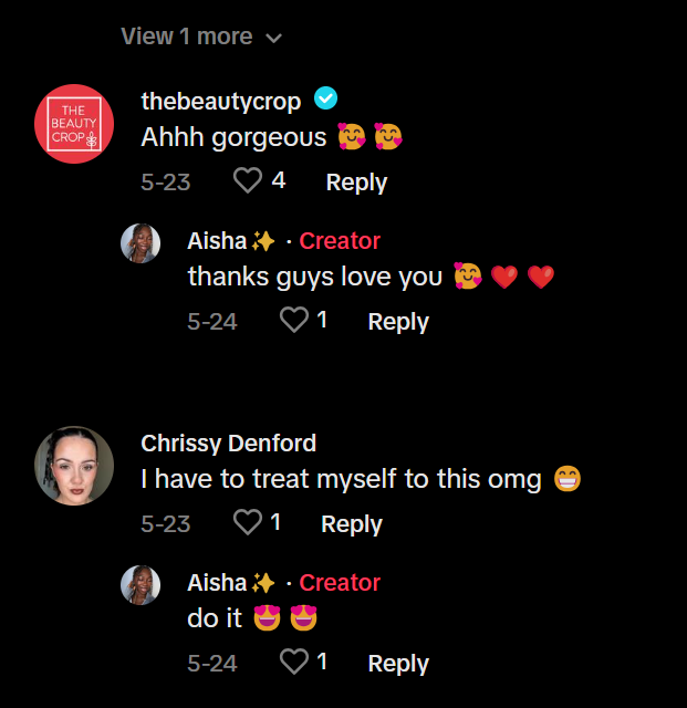 Example of user engagement on TikTok shop