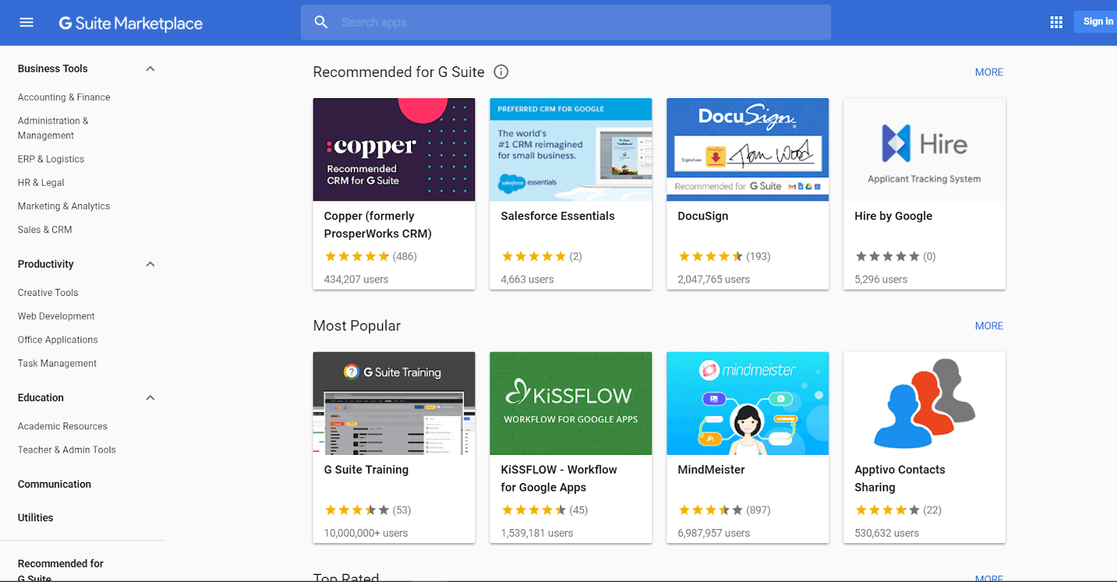 G Suite Marketplace Google Tools