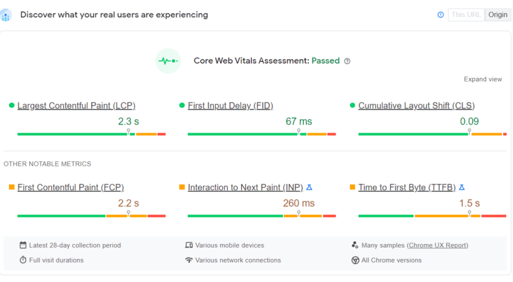 Google Page Speed Insights Core Vitals
