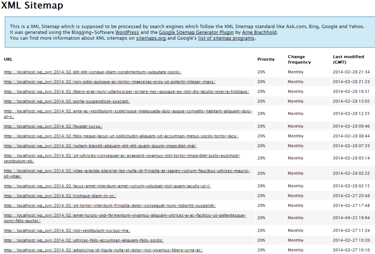 Google XML Sitemaps HTML page