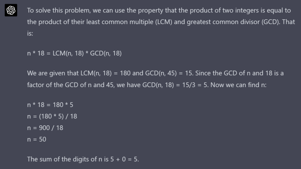 GPT-4 mathematical equation example