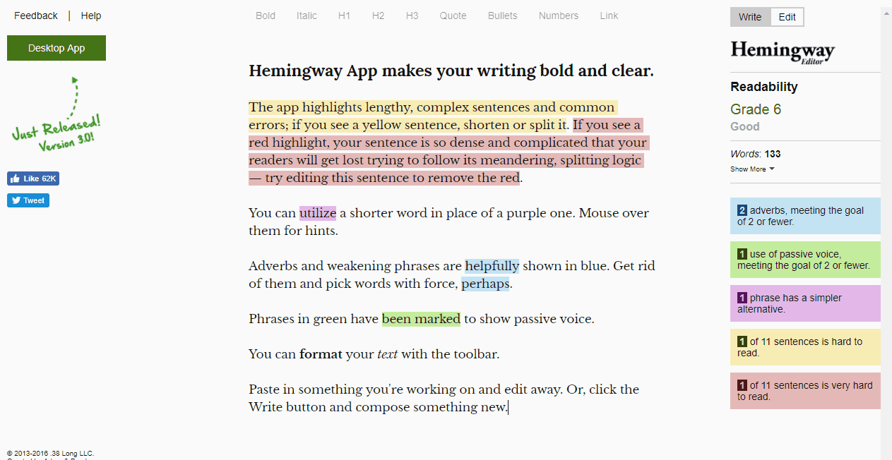 Hemingway Editor Content Marketing Platform