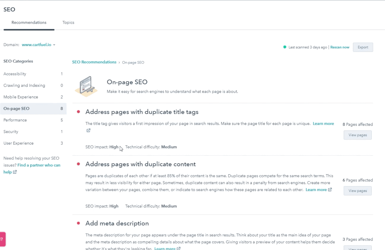 Hubspot On-page SEO