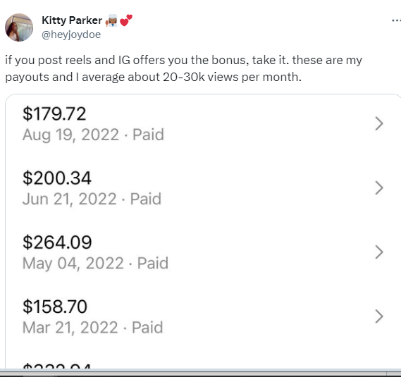 Image of Instagram earnings of Kitty Parker