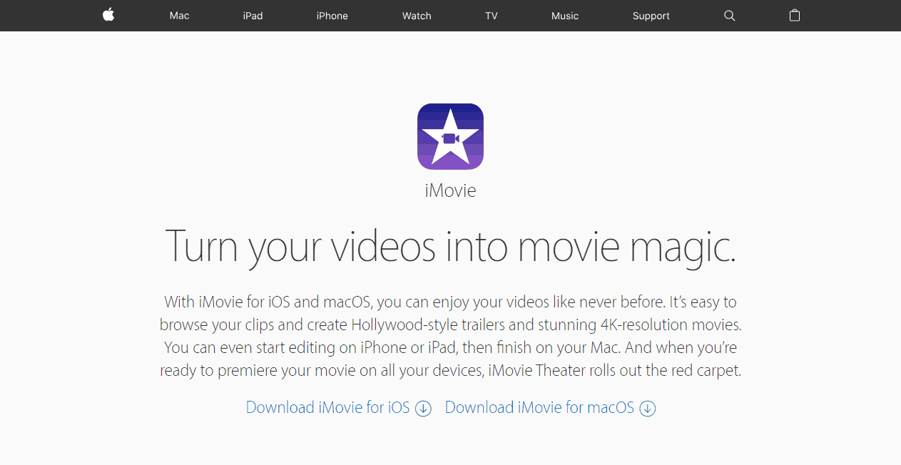 iMovie video making tools