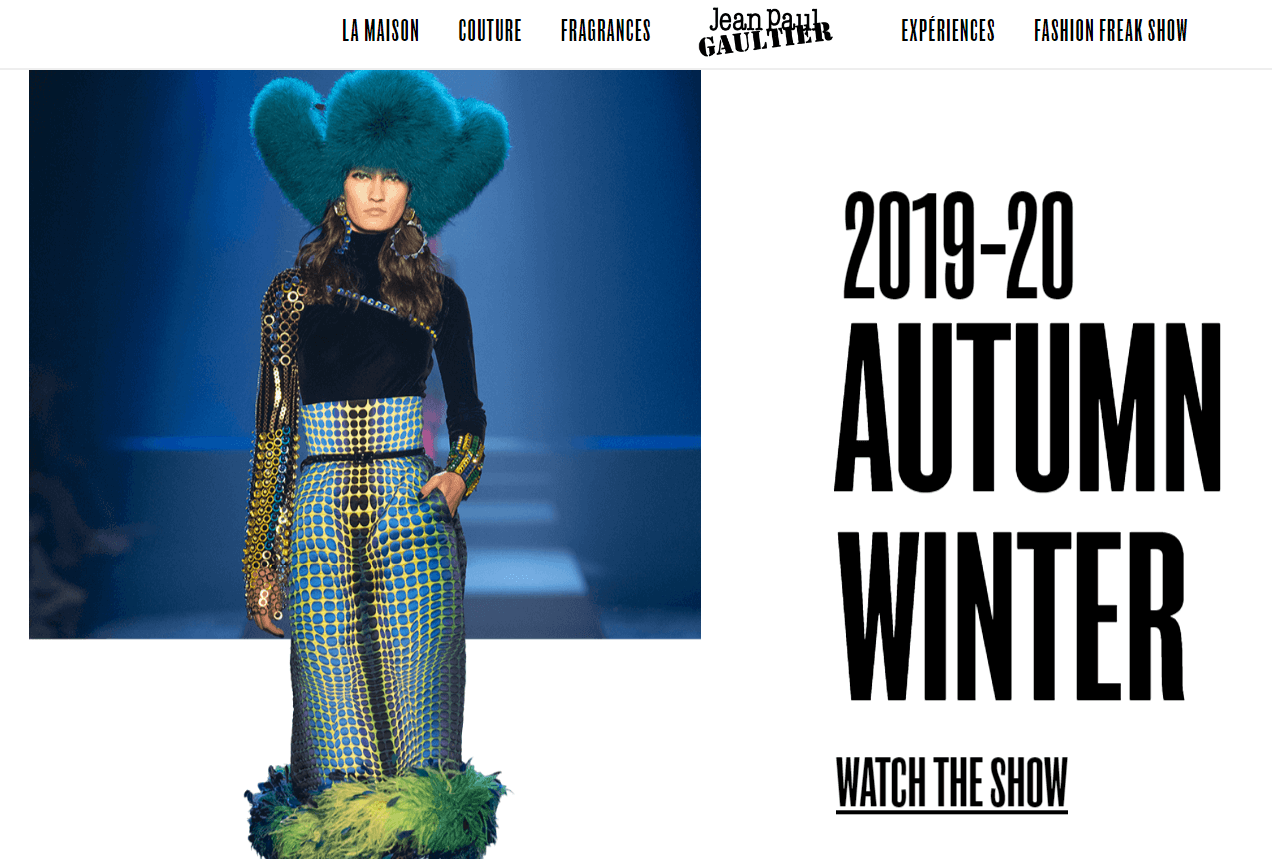 Jean Paul Gaultier Ecommerce Content Marketing Examples